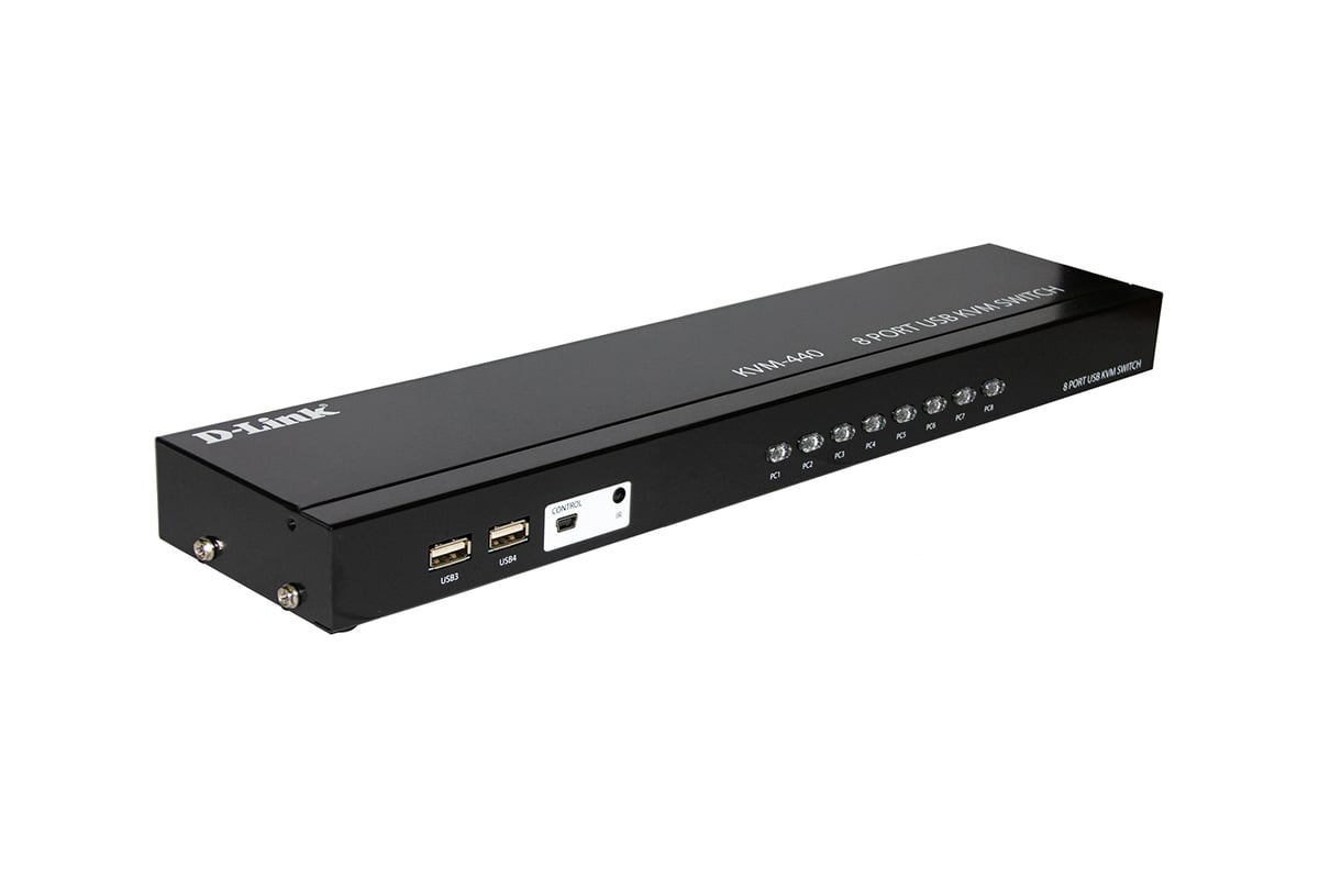 8-портовый kvm-переключатель d-link с портами vga и 4 портами usb  KVM-440/C2A