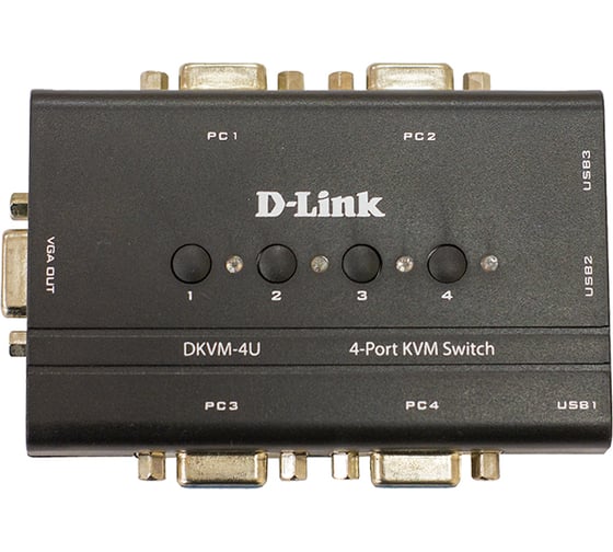 4-портовый kvm-переключатель d-link с портами vga и usb DKVM-4U/C2A 1