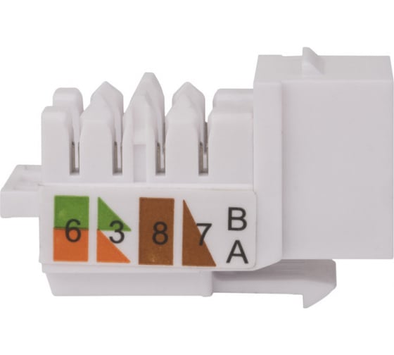 Вставка Keystone WRline WR-KJ-RJ45-C5E-90 Jack RJ-45, 90 градусов, категория 5e, неэкранированная, заделка тип 110, цвет белый 505212