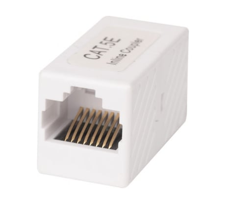 Проходной неэкранированный адаптер WRline WR-CA-8p8c-C5E RJ45-RJ45 (8p8c), категория 5е, цвет белый 505223