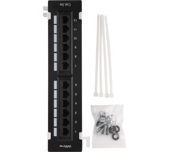 Настенная патч-панель WRline WR-PL-12-C5E-WL-D 12 портов RJ-45, категория 5е, с подставкой 505211