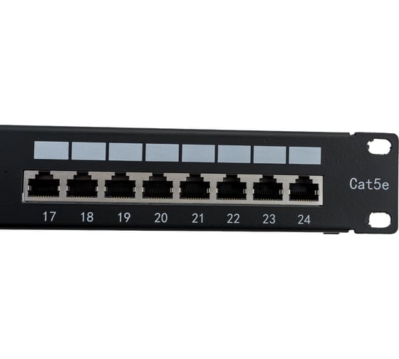 Патч-панель 19" WRline WR-PL-24-C5E-SH-D (1U), 24 порта RJ-45 полностью экранированная, категория 5e, Dual IDC, цвет черный 505210