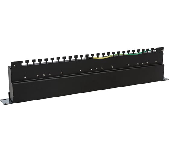 Патч-панель 19" WRline WR-PL-24-C5E-SH-D (1U), 24 порта RJ-45 полностью экранированная, категория 5e, Dual IDC, цвет черный 505210