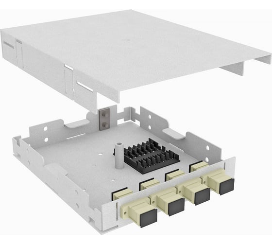 Настенный оптический кросс TopLan 4 SC/PC адаптера, многомодовый MM 50/125 (OM3), укомплектованный, КРНМ-Top-04SC/P-OM3-GY 1