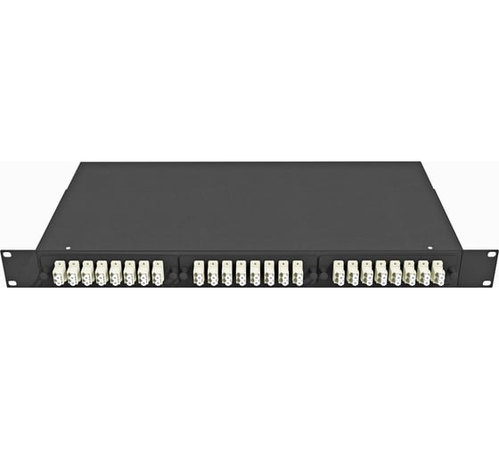 Оптический стоечный кросс TopLan 19", 48 LC/UPC адаптеров, многомодовый (50/125), 1U, черный, укомплектованный КРС-Top-1U-48LC/U-OM3-BK