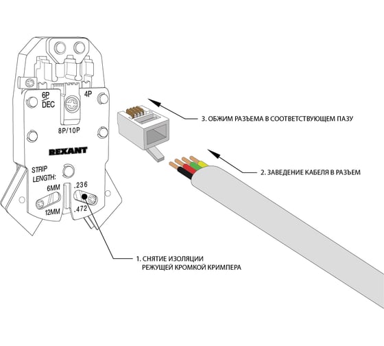 Телефонный разъем PROCONNECT UTP RJ-9 (4P4C), CAT 3 05-1001-3
