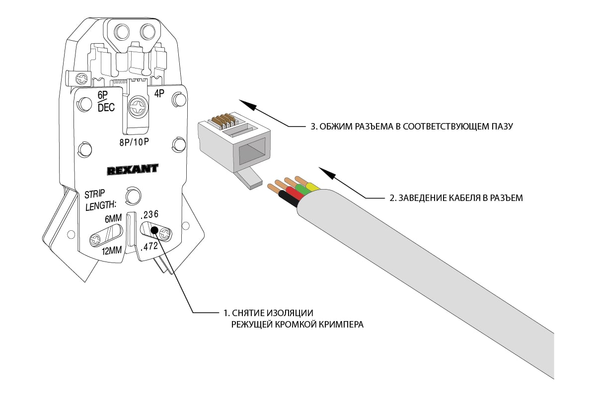 Телефонный джек PROCONNECT UTP, RJ-14 (6P4C), CAT 3 05-1012-3 ...