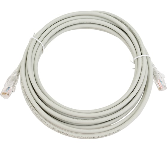 Патч-корд WRline WR-PC-RJ45-UTP-5E-5-GY U/UTP, категория 5е, 2xRJ45, неэкранированный, серый, LSZH, 5м 520159