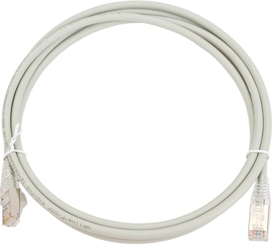 Патч-корд WRline WR-PC-RJ45-FTP-5E-2-GY F/UTP, категория 5е, 2xRJ45, экранированный, серый, LSZH, 2м 520166