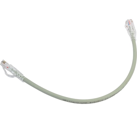 Патч-корд WRline WR-PC-RJ45-UTP-5E-0.3-GY U/UTP, категория 5е, 2xRJ45, неэкранированный, серый, LSZH, 0.3м 520153