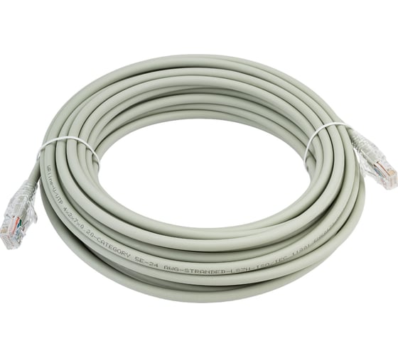 Патч-корд WRline WR-PC-RJ45-UTP-5E-10-GY U/UTP, категория 5е, 2xRJ45, неэкранированный, серый, LSZH, 10м 520161