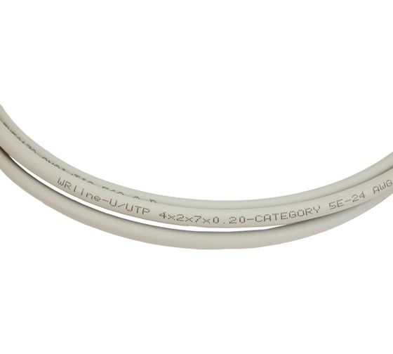 Патч-корд WRline WR-PC-RJ45-UTP-5E-2-GY U/UTP, категория 5е, 2xRJ45, неэкранированный, серый, LSZH, 2м 520157