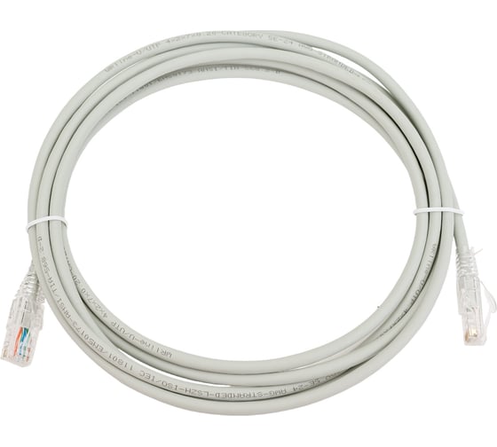 Патч-корд WRline WR-PC-RJ45-UTP-5E-3-GY U/UTP, категория 5е, 2xRJ45, неэкранированный, серый, LSZH, 3м 520158
