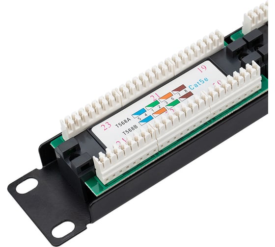 Патч-панель REXANT 19", 1U, 24 порта, UTP, RJ-45, CAT 5e 04-0021