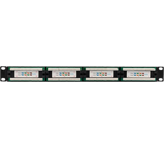 Патч-панель REXANT 19", 1U, 24 порта, UTP, RJ-45, CAT 5e 04-0021