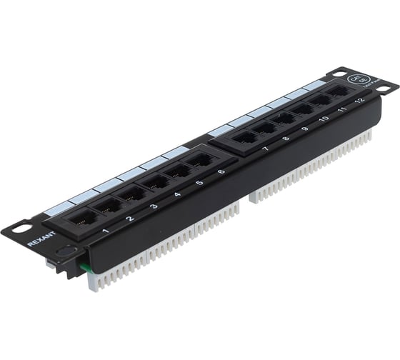 Патч-Панель 10" 12 гнёзд RJ-45 Cаt.5e Dual IDC монтаж в стойку REXANT 04-0025