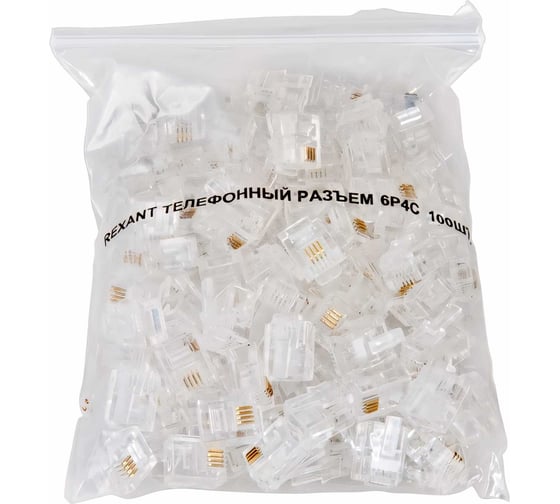 Телефонный разъем REXANT UTP, RJ-14 (6P4C), CAT 3 05-1012