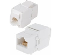 Модуль REXANT Keystone Jack RJ-45(8P8C) UTP, CAT 6, тип 180 градусов, самозажимной, белый 05-1052 15640309