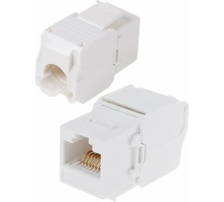 Модуль REXANT Keystone Jack RJ-45(8P8C) UTP, CAT 6, тип 180 градусов, самозажимной, белый 05-1052