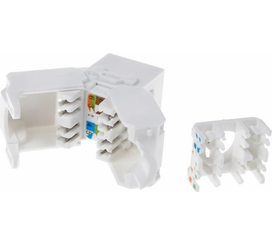 Модуль REXANT Keystone Jack RJ-45(8P8C) UTP, CAT 6, тип 180 градусов, самозажимной, белый 05-1052