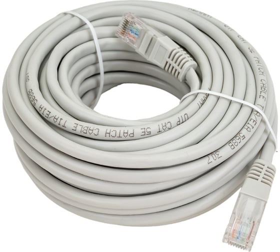 Патч-корд REXANT шнур коммутационный, U/UTP RJ45-RJ45, CAT 5e, PVC серый, 10м 18-1009