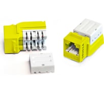 Вставка Keystone Jack RJ-45(8P8C) Hyperline KJE-8P8C-C6-90-YL категория 6, 110 IDC, заделка с помощью E-TOOL, желтая 43905