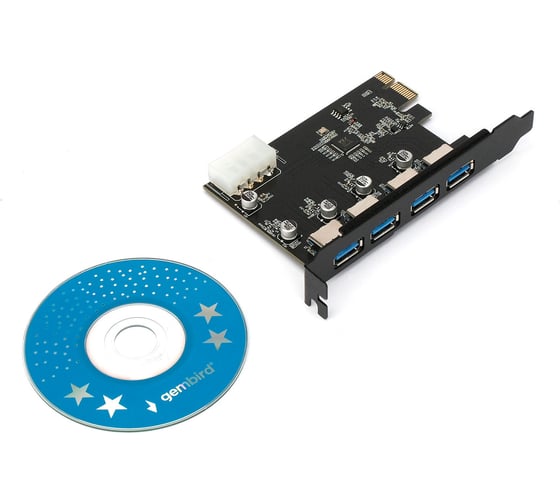 Контроллер Gembird usb 3.0 в разъем pci-e, 4xusb-a, SPCR-04