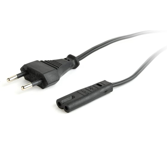 Сетевой кабель Wize CAC10-EU-C7-1.8M 1.8 м, Евровилка 2 pin - C7, 10 А, черный, пакет \6\ 121665 1