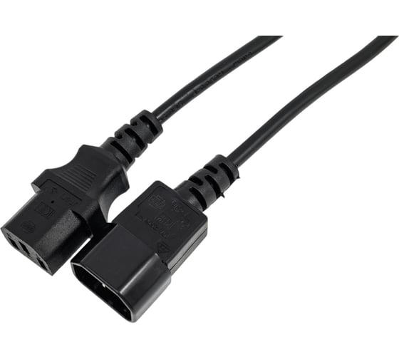 Сетевой кабель Wize CAC6-C13-C14-3M 3 м, C13-С14, 6 А, черный, пакет 121659