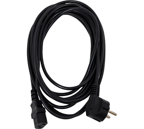 Сетевой кабель Wize CAC6-EU-C13-5M 5 м, Евровилка 3 pin - C13, 6 А, черный, пакет 121654 1