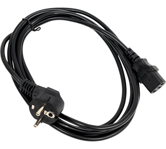Сетевой кабель Wize CAC10-EU-C13-3M 3 м, Евровилка 3 pin - C13, 10 А, черный, пакет 121656