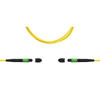 Кабельная сборка TopLan MPO-MPO, 12 волокон OS2, тип B (Key Up-Key Up), низкие потери, LSZH, 15 м, желтая TOP-12M-12M/OS2B-15