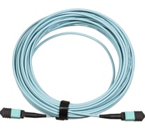 Кабельная сборка TopLAN MPO-MPO, 12 волокон OM3, тип B (Key Up-Key Up), низкие потери, LSZH, 15 м, аква TOP-12M-12M/OM3B-15