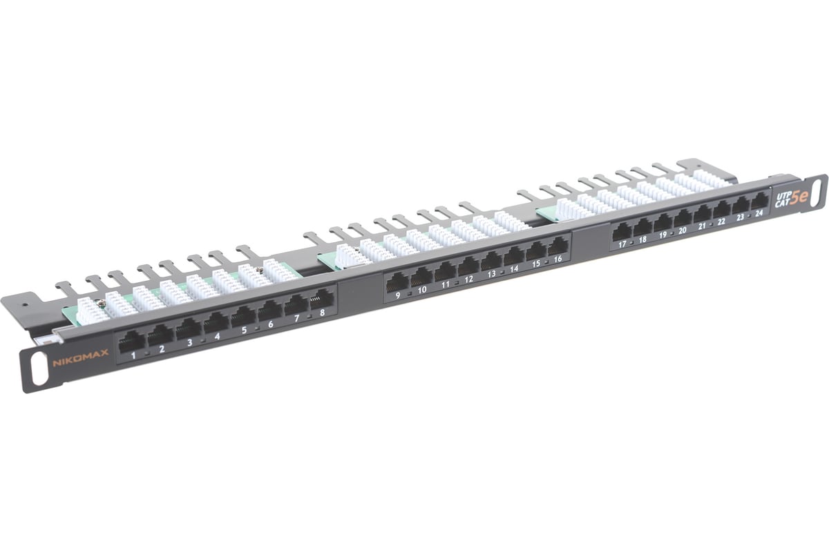 Панель NIKOMAX 19, 0.5U, 24 порта, Кат. 5е, черная NMC-RP24UD2-HU-BK ...