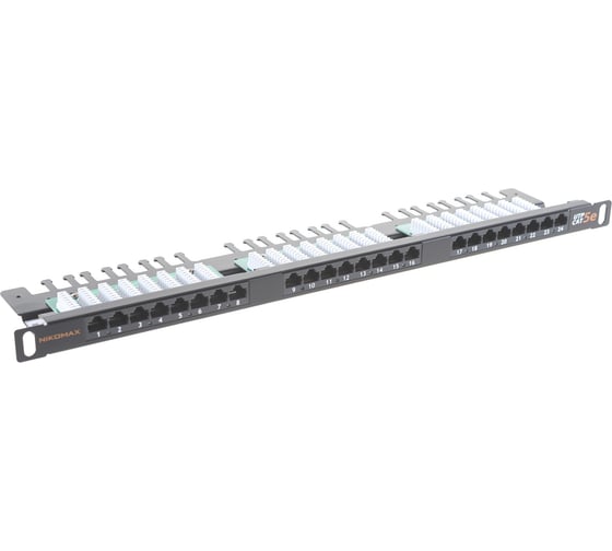 Панель NIKOMAX 19, 0.5U, 24 порта, Кат. 5е, черная NMC-RP24UD2-HU-BK
