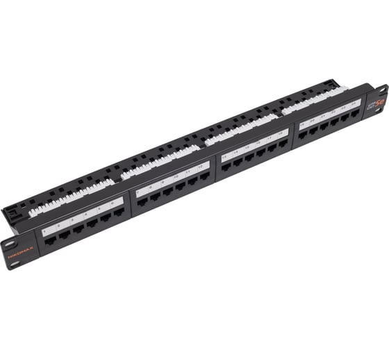 Панель NIKOMAX 19, 24 порта, Кат. 5е, черная NMC-RP24UD2-1U-BK
