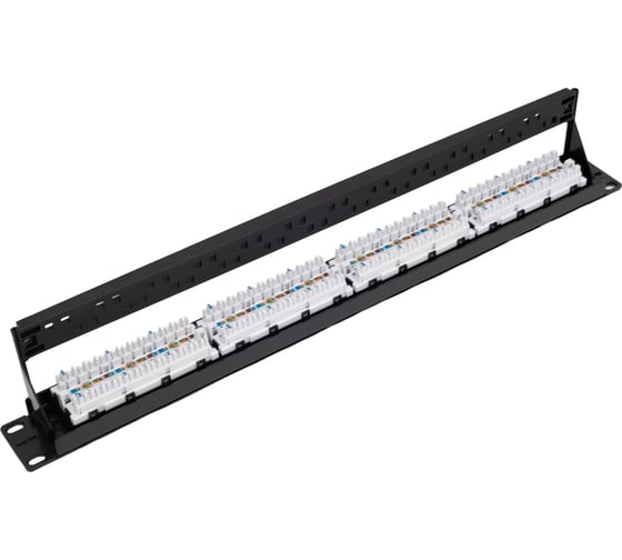 Панель NIKOMAX 19, 24 порта, Кат. 5е, черная NMC-RP24UD2-1U-BK