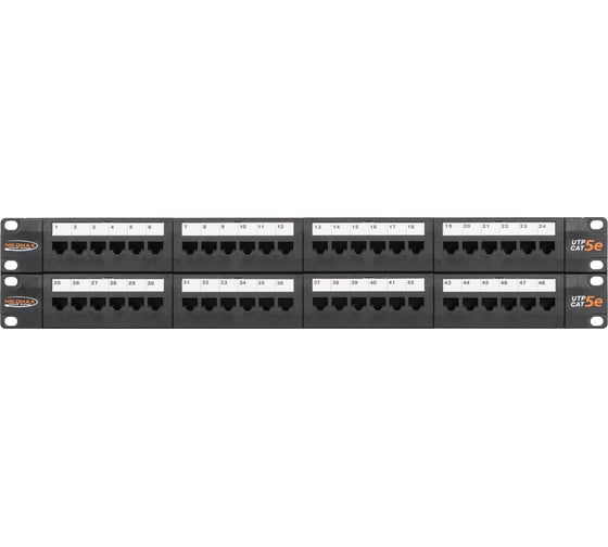Панель NIKOMAX 19, 48 портов, Кат. 5е, черная NMC-RP48UD2-2U-BK