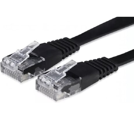 Патч-корд Ripo плоский utp4 cat 6, rj45-rj45, 1,8 m, pvc (черный) 003-300134