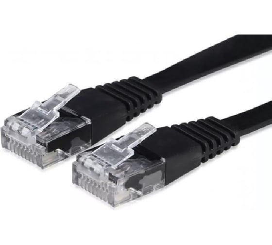 Патч-корд Ripo плоский utp4 cat 6, rj45-rj45, 1,8 m, pvc (черный) 003-300134