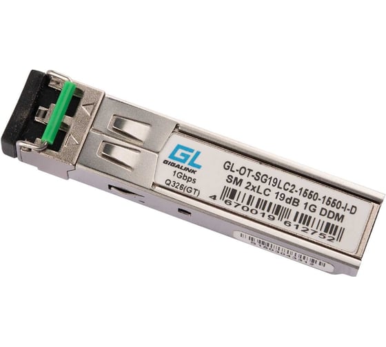 Модуль Gigalink промышленный sfp, 1гбит/c, два волокна sm, 2xlc, 19 дб, 1550 нм, ddm (до 40 км) -40c GL-OT-SG19LC2-1550-1550-I-D