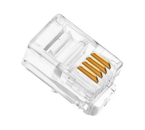 Коннектор для телефонного кабеля TWIST RJ-9 (4p4c), медный, 100 штук/упаковка CN-4P4C-U-TWCS/100 1