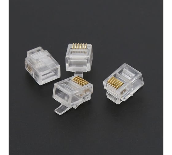 Коннектор для телефонного кабеля TWIST RJ-12 (6p6c), медный, 50 штук/упаковка CN-6P6C-U-TWCS/50