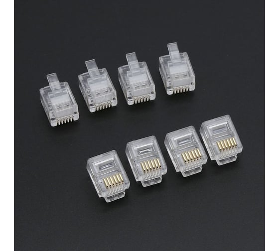 Коннектор для телефонного кабеля TWIST RJ-12 (6p6c), медный, 50 штук/упаковка CN-6P6C-U-TWCS/50