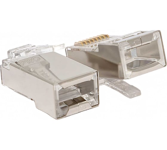Коннектор RJ-45 EKF TERACOM экранированный, 8P8C, Cat.5E, универсальный, упаковка 20 штук TRC-PLUG-5EFTP-20