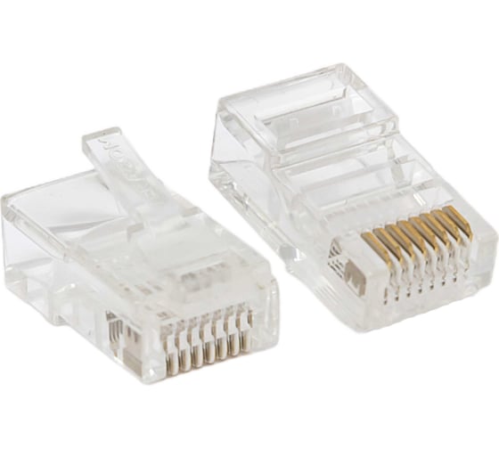 Коннектор RJ-45 EKF TERACOM PRO неэкранированный, 8P8C, 30мкд, Cat.5E, универсальный, упаковка 10 штук TRP-PLUG-5EUTP-10 1