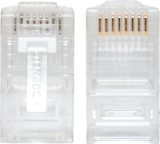 Коннектор RJ-45 EKF TERACOM PRO неэкранированный, 8P8C, 30мкд, Cat.5E, универсальный, упаковка 10 штук TRP-PLUG-5EUTP-10