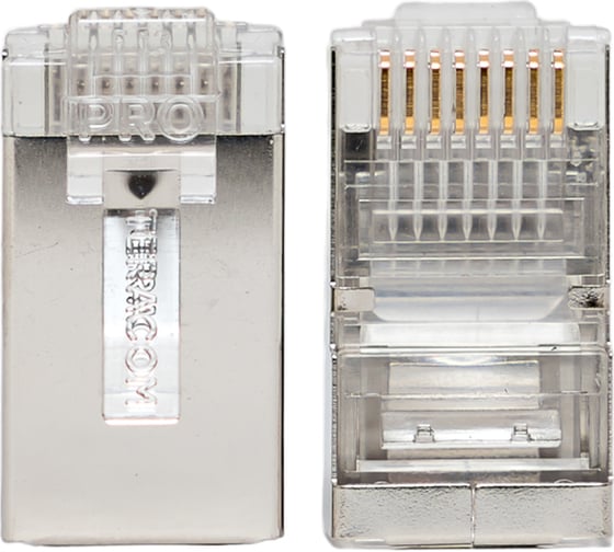 Коннектор RJ-45 EKF TERACOM PRO экранированный, 8P8C, 30мкд, Cat.5E, универсальный, упаковка 20 штук TRP-PLUG-5EFTP-20