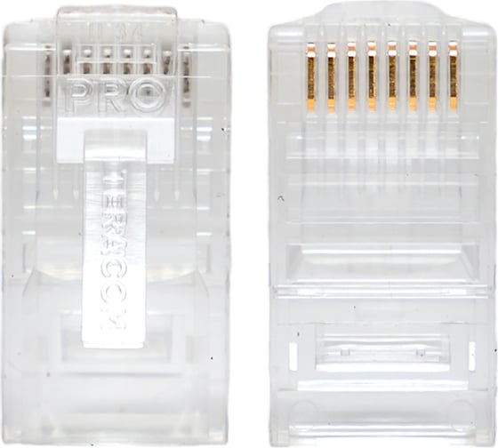 Коннектор RJ-45 EKF TERACOM PRO неэкранированный, 8P8C, 30мкд, Cat.5E, универсальный, упаковка 50 штук TRP-PLUG-5EUTP-50