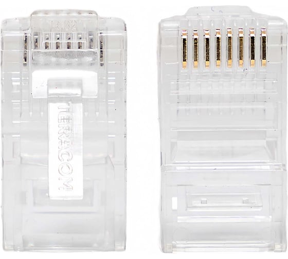 Коннектор RJ-45 EKF TERACOM неэкранированный, 8P8C, Cat.5E, универсальный, упаковка 10 штук TRC-PLUG-5EUTP-10